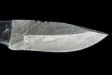 Damascus Knife With Fossil Dinosaur Bone (Gembone) Inlays #125252-6